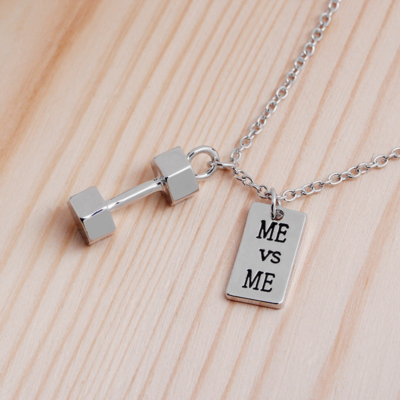 Dumbbell & Tag Necklace - Compete With Yourself