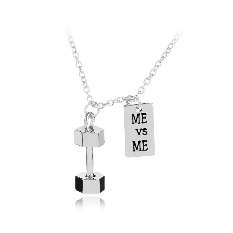 Dumbbell & Tag Necklace - Compete With Yourself
