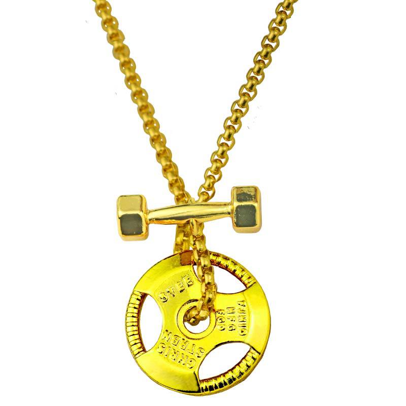 Barbell Plate & Dumbbell Combo Necklace