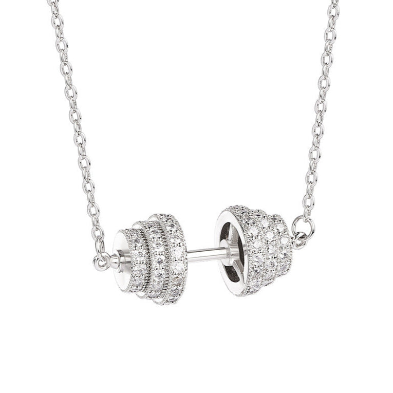 Sparkling Dumbbell Necklace with Crystals